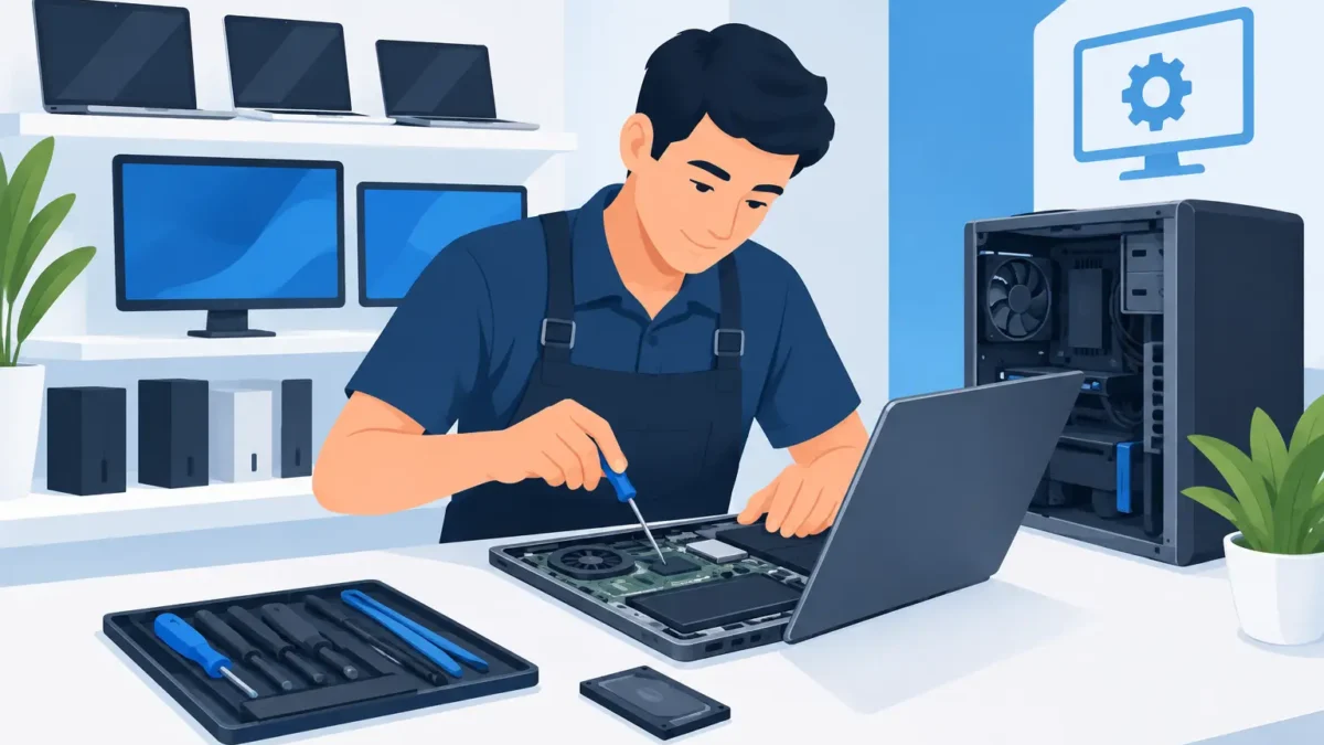 Servicios de venta y reparación de computadoras